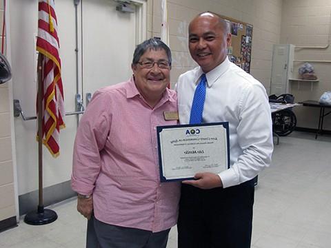 March 2015 meeting (L-R) Aging and Adult Services Director, Lito Morillo; Stephanie Lynch, Chairperson